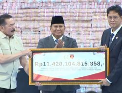 Prabowo Saksikan Kejagung Setor Rp11,4 Triliun Hasil Rampasan Koruptor ke Kas Negara